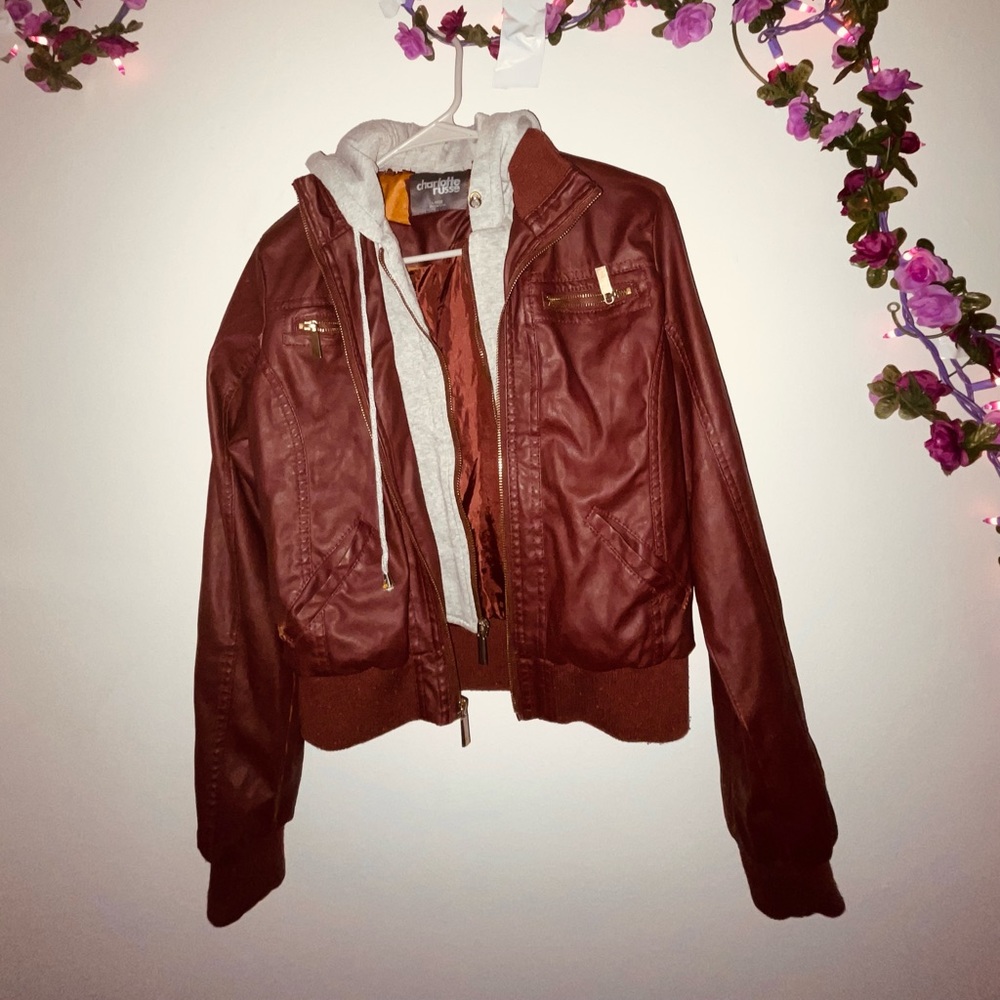 Maroon FAUX LEATHER 🔥  jacket